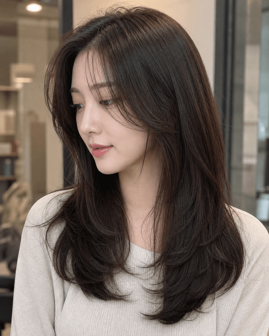 긴 기장은 두고 정리만 — 레이어드 컷