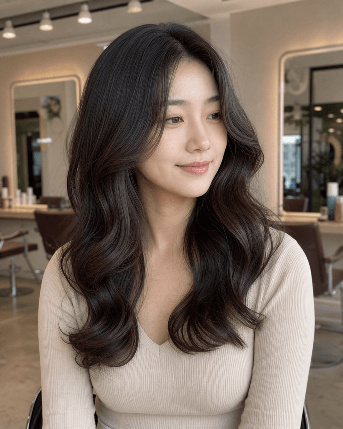 납작하게 가라앉는 모발 — 소프트 웨이브 펌